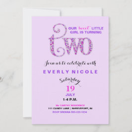 Convite Segunda Lavanda de Aniversário Púrpura, aspersores