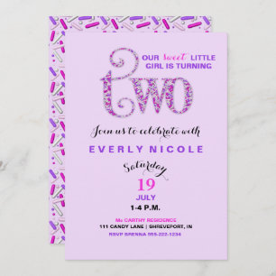 Convite Segunda Lavanda de Aniversário Púrpura Pink