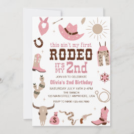 Convite Segunda Rodeio Cowgirl Ocidental Aniversário de 2