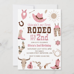 Convite Segunda Rodeio Cowgirl Ocidental Aniversário de 2