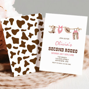 Convite Segunda Rodeio Cowgirl Ocidental Aniversário de 2 