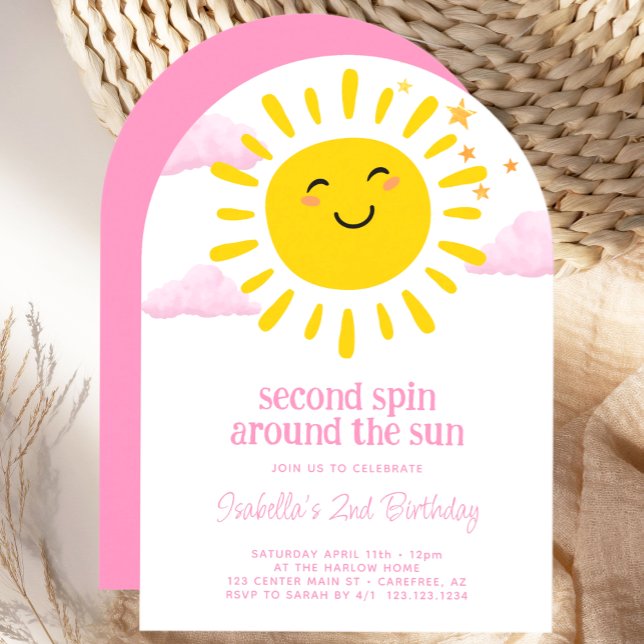 Convite Segunda Rotação em Torno do Sol Rosa 2º Aniversári (Criador carregado)