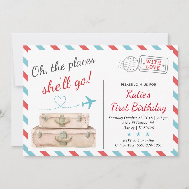 Convite segundo 13ª rua de Viagem de avião (Frente)