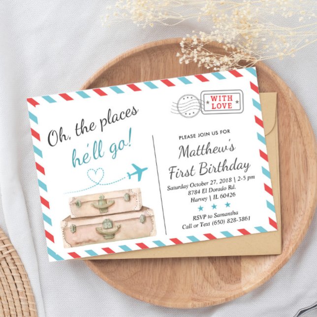 Convite segundo 13º Viagem de Festa de aniversário de aviã (Criador carregado)