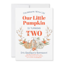 Segundo Aniversário A Nossa Pequena Pumpkin Waterc