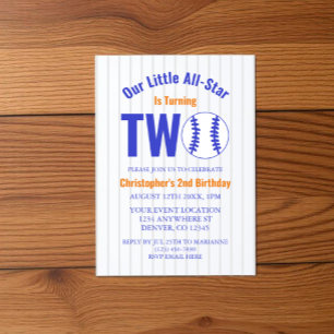 Convite Segundo aniversário All-Star Baseball