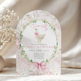 Convite Segundo aniversário Arco rosa-rosado com dois bobo