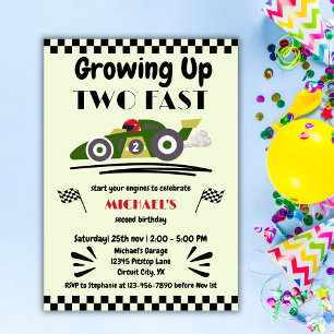 Convite segundo aniversário Crescendo Dois Carro De Corrid