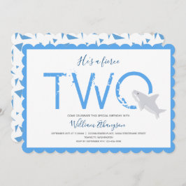 Convite segundo aniversário De Animais De Tubarão Branco A