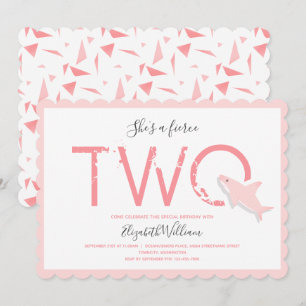 Convite segundo aniversário De Animais De Tubarão Cor-De