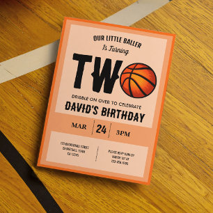 Convite segundo aniversário de basquete moderno legal