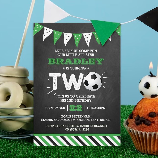 Convite Segundo aniversário de bola de futebol All-star (Criador carregado)