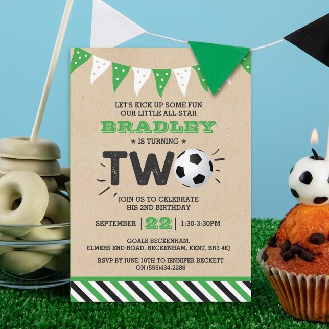Convite Segundo aniversário de bola de futebol All-star (Criador carregado)