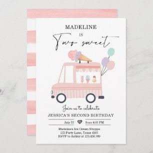 Convite segundo aniversário de Caminhão sorvete Convide Ro