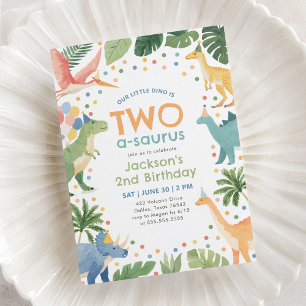 Convite Segundo aniversário de dinossauro