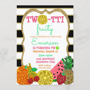 Convite segundo aniversário de dois-para-frutti Tutti Frut