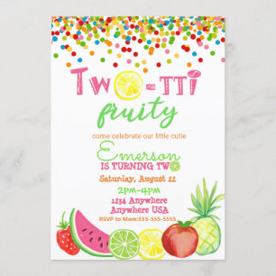 Convite segundo aniversário de dois-para-frutti Tutti Frut