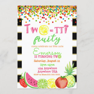Convite segundo aniversário de dois-para-frutti Tutti Frut