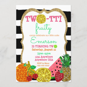 Convite segundo aniversário de dois-para-frutti Tutti Frut