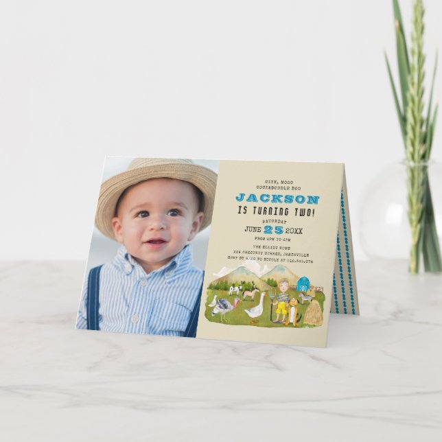 Convite Segundo aniversário de Fotografias de Fazendas de  (Frente)