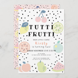 Convite Segundo aniversário de Fruta Tutti Frutti Pastel