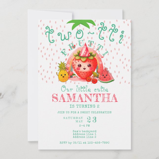 Convite SEGUNDO ANIVERSÁRIO de Fruta TWOTTI Tutti Frutti S (Frente)