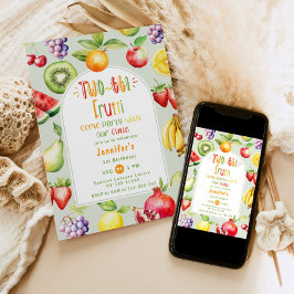 Convite Segundo aniversário de frutas amáveis com duas fru