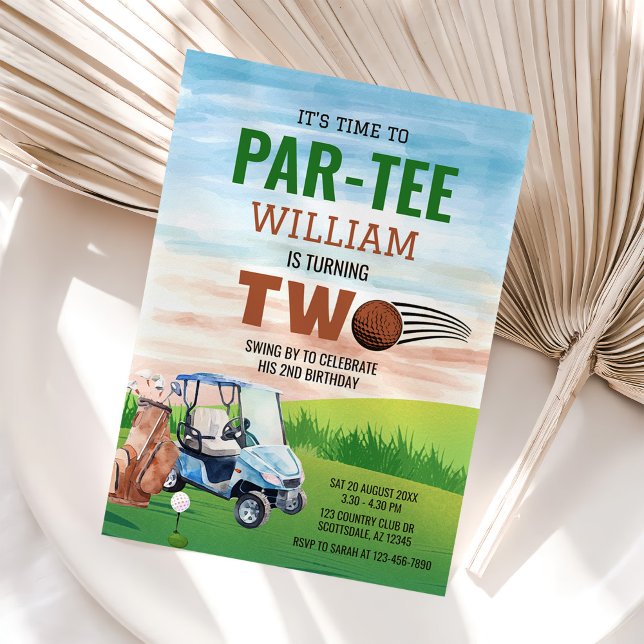 Convite Segundo aniversário de Golf PAR-TEE (Criador carregado)