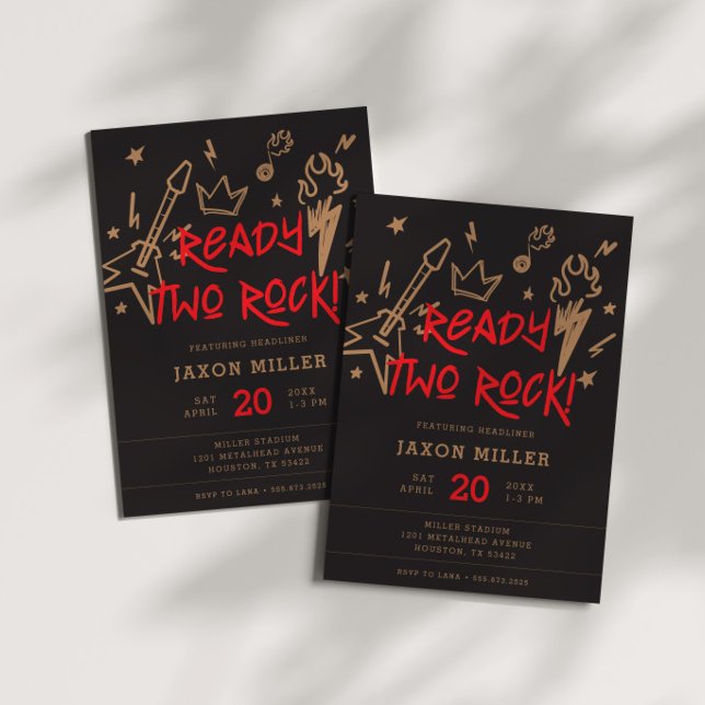 Convite Segundo aniversário de metal pronto para duas cria (Criador carregado)