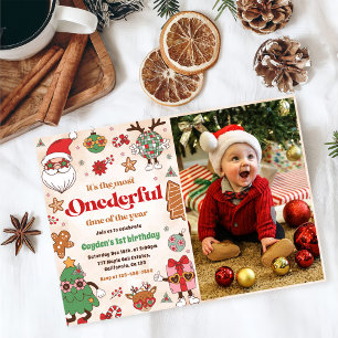Convite Segundo aniversário de Natal Retro Inglês