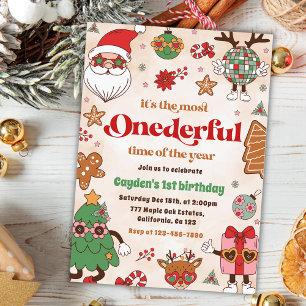 Convite Segundo aniversário de Natal Retro Inglês