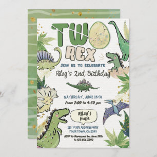 Convite Segundo aniversário de Partido Dinossauro