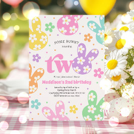 Convite Segundo aniversário de Primavera de Pastel Floral 