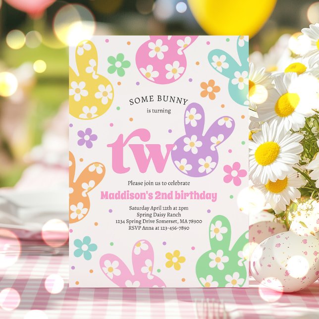Convite Segundo aniversário de Primavera de Pastel Floral  (Criador carregado)