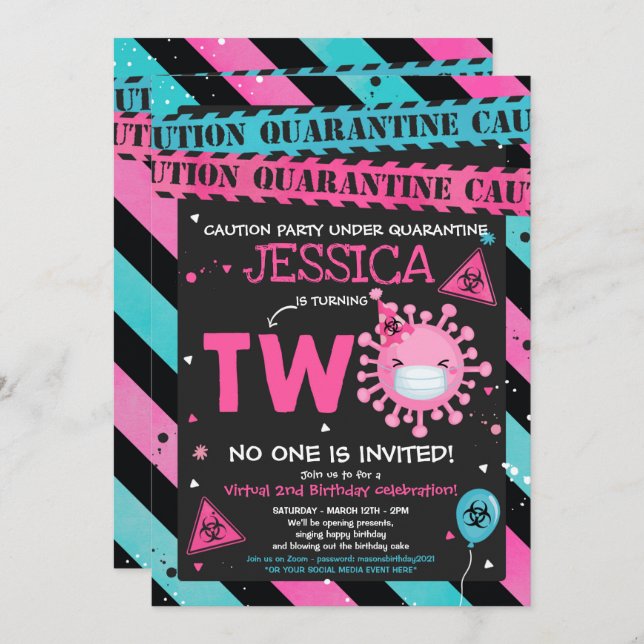 Convite segundo aniversário de Quarentena de segundos aniv (Frente/Verso)