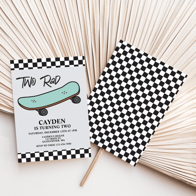 Convite Segundo aniversário De Rad Da Placa Do Skate (Criador carregado)
