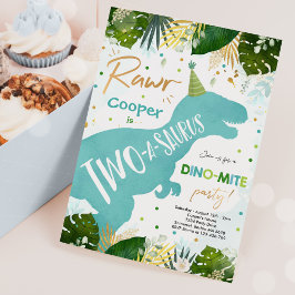 Convite Segundo aniversário Dinossauro do Partido Dinossau
