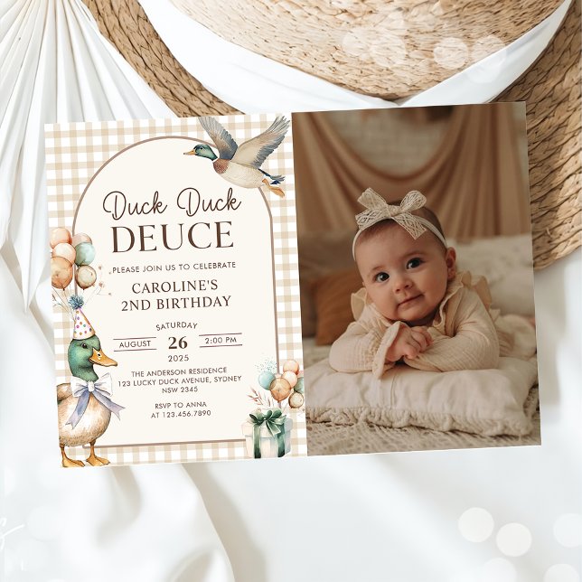 Convite Segundo aniversário do Balão de Duck Duck Duck do  (Criador carregado)