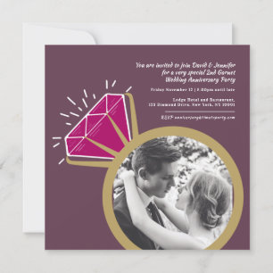 Convite segundo aniversário do evento, garnet, duas fotos