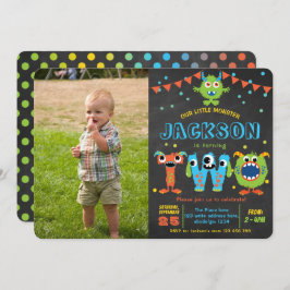 Convite Segundo aniversário do Little Monster Chalkboard