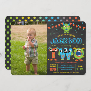 Convite Segundo aniversário do Little Monster Chalkboard