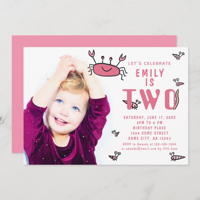 Convite Segundo aniversário Fotográfico de Meninas de Cara (Frente/Verso)