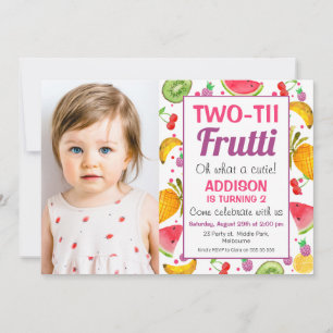 Convite Segundo aniversário Frame Photo Two-tti Frutti