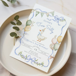 Convite Segundo aniversário Goose Boy de dois Bobos