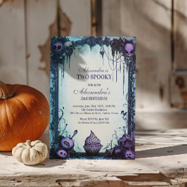 Convite Segundo aniversário Gótico Azul - Dois Tema Estran