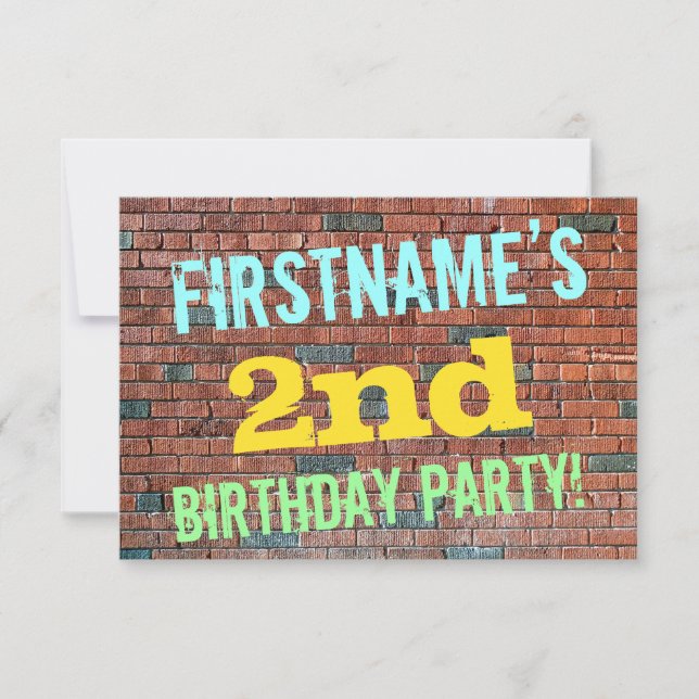 Convite Segundo aniversário inspirado no Grafite de parede (Frente)