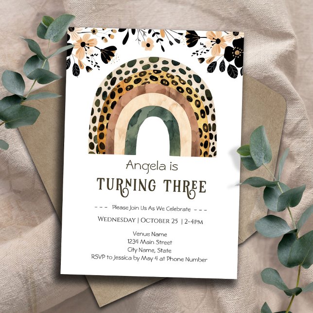 Convite Segundo aniversário Inverso Boho (Criador carregado)