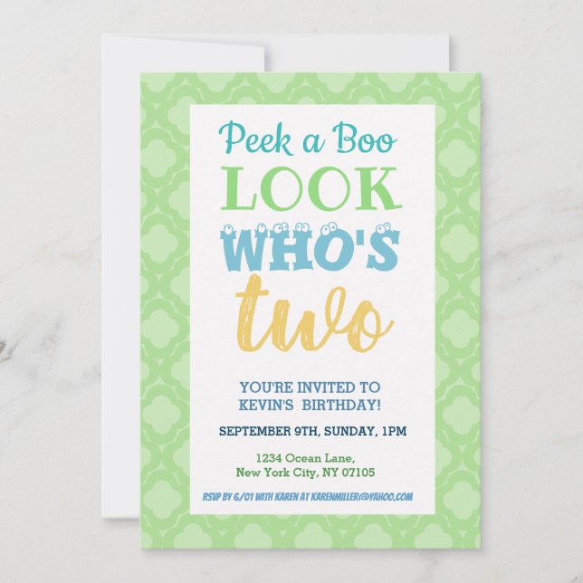 Convite segundo aniversário Invitation Sayings (Frente)