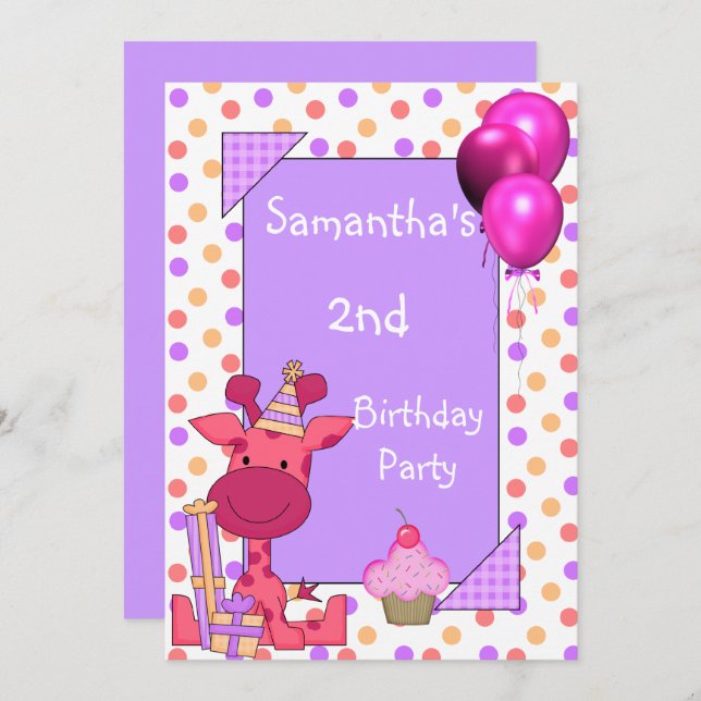 Convite segundo aniversário Localiza Mauve dos Balões de C (Frente/Verso)