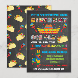 Convite Segundo aniversário mexicano da festa de Twosday